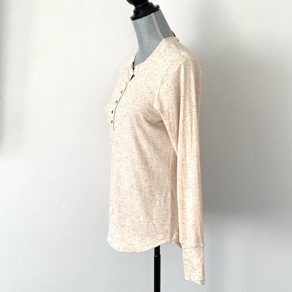 ThirdLove Salmon Pink Speckled Henry Neck Long-sleeve Top Sz M Cottage Casual - Picture 4 of 9
